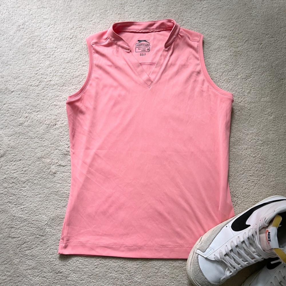 Slazenger Girls Coral Pink Sleeveless Golf Polo